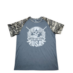 US Army PT Shirt Men L Green Camo Quick Dry Training Graphic United We Stand Tee