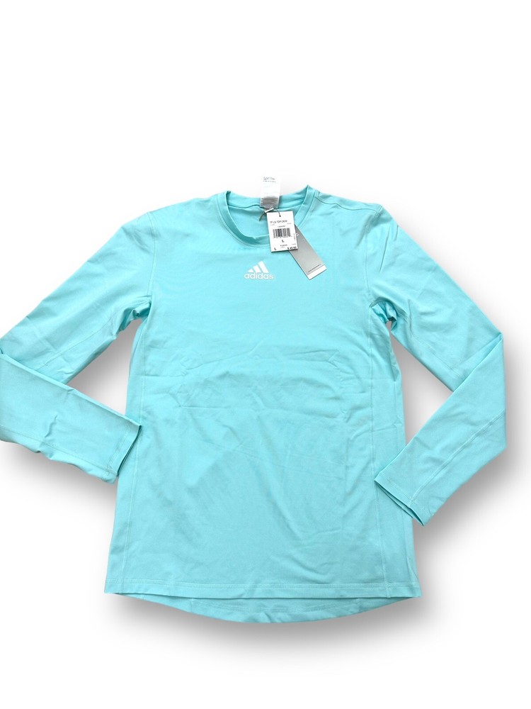 NWT Adidas Men's TF Primegreen Long Sleeve fleece Running Shirt Mint Sz M HD5305