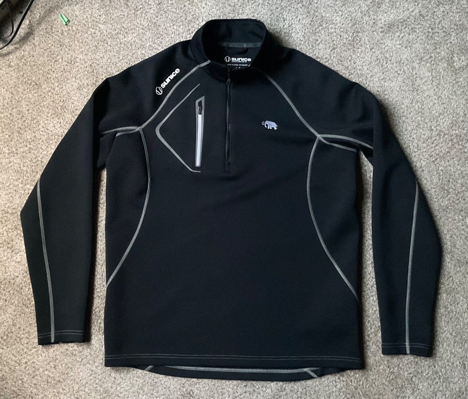 Nice Mens Sunice Mammoth Dunes G.C. Logo L/S 1/4-Zip Shirt Sweater Large Black gallery