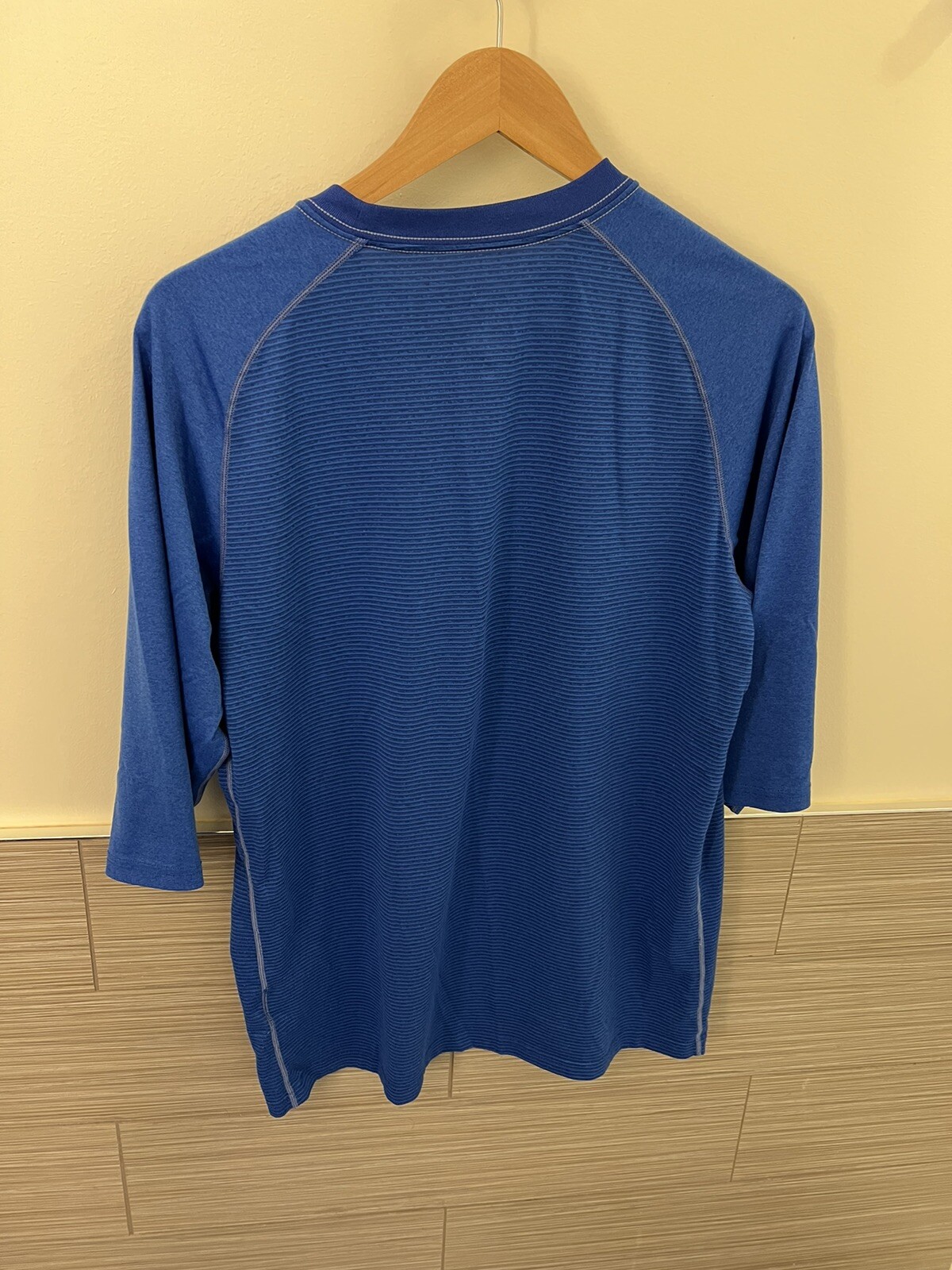 Nike Mens Dri-FIT 3/4 Sleeve Ribbed Training Shirt Royal Blue Large Raglan Tee gallery