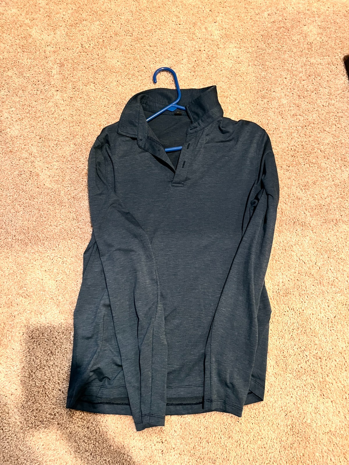 Lululemon Evolution Long Sleeve Polo Shirt Mens Medium Blue Stretch Performance gallery