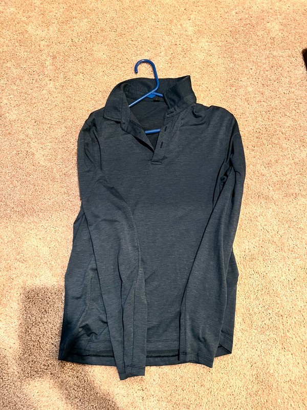 Lululemon Evolution Long Sleeve Polo Shirt Mens Medium Blue Stretch Performance gallery