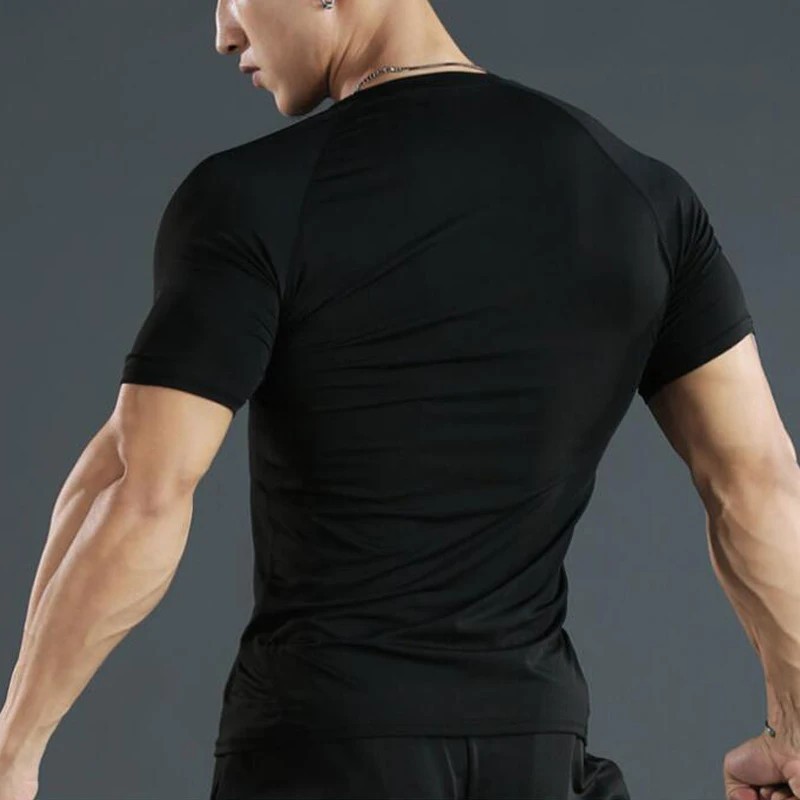 Men Compression Running T Shirt Fitness Tight Short Sleeve Tshirt Training gallery