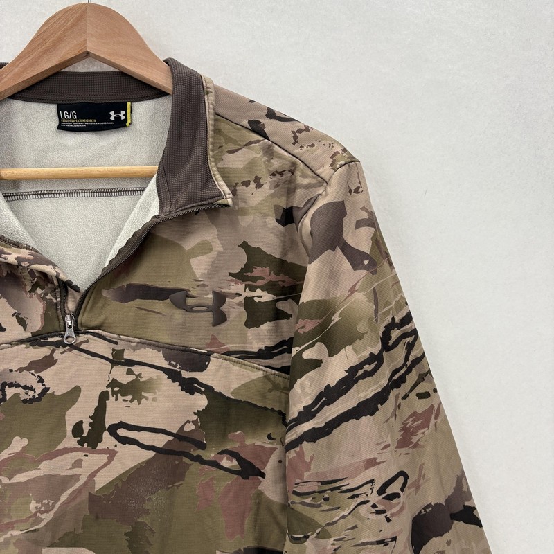 Under Armour ColdGear Pullover Mens Large Green Camo 1/4 Zip Hunting Fleece gallery