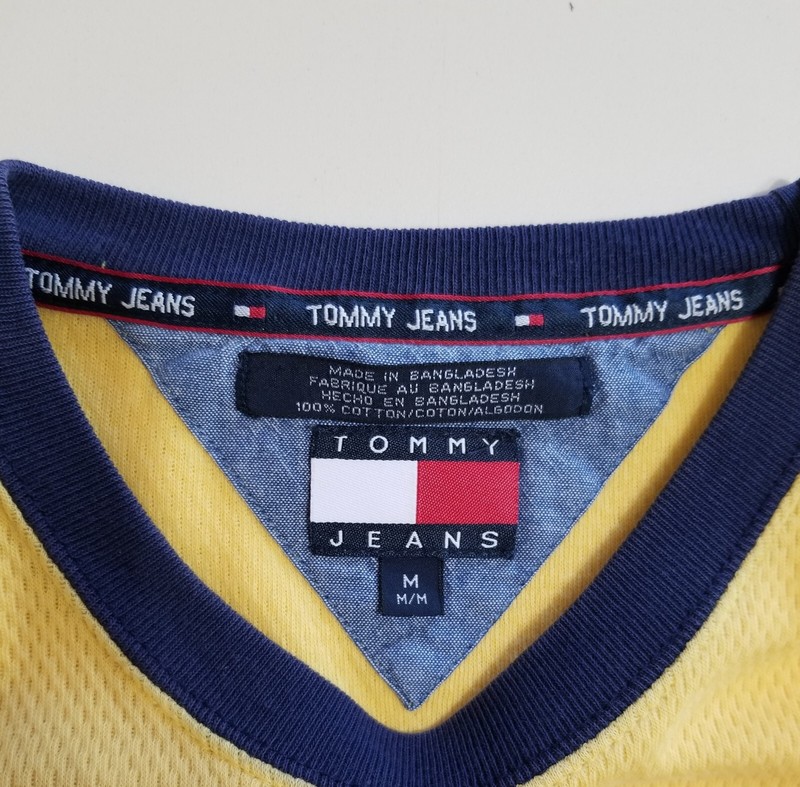 Tommy JEANS Hilfiger Yellow Flag Logo S/S Shirt Top Men's Sz M gallery