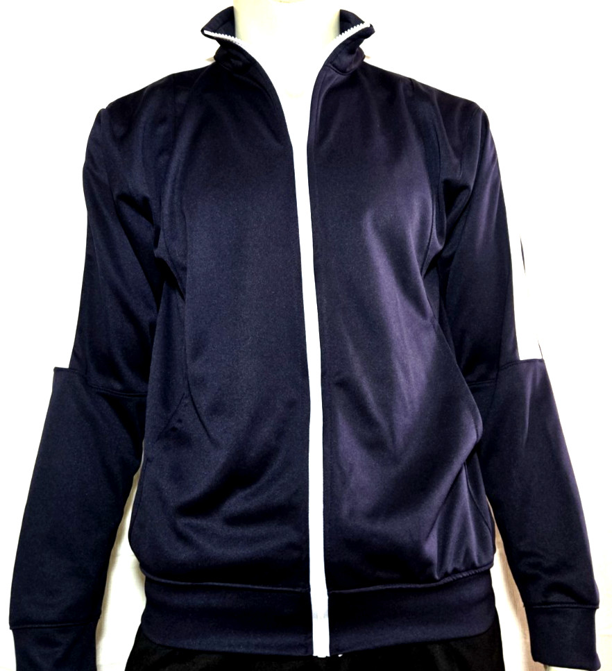 CLEARANCE, track jacket FOR MEN/WOMEN, NEW, Navy /WHITE, size MEDIUM, MADE USA. gallery