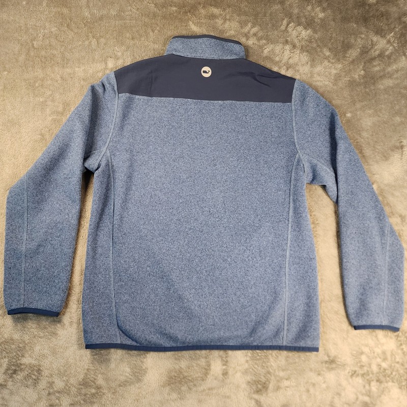 Vineyard Vines Men's Medium Blue Shep Shirt Quarter-Zip Terry Pullover Whale gallery