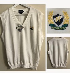 NWT mens Jack Nicklaus Golf Vest Size L NWT White Cotton Embr LOGO