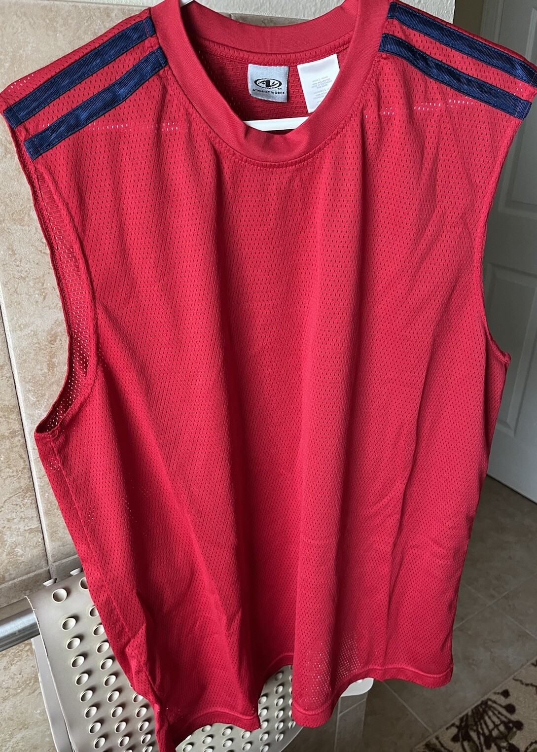Athletic Works Red Muscle Shirt Workouts Size L gallery