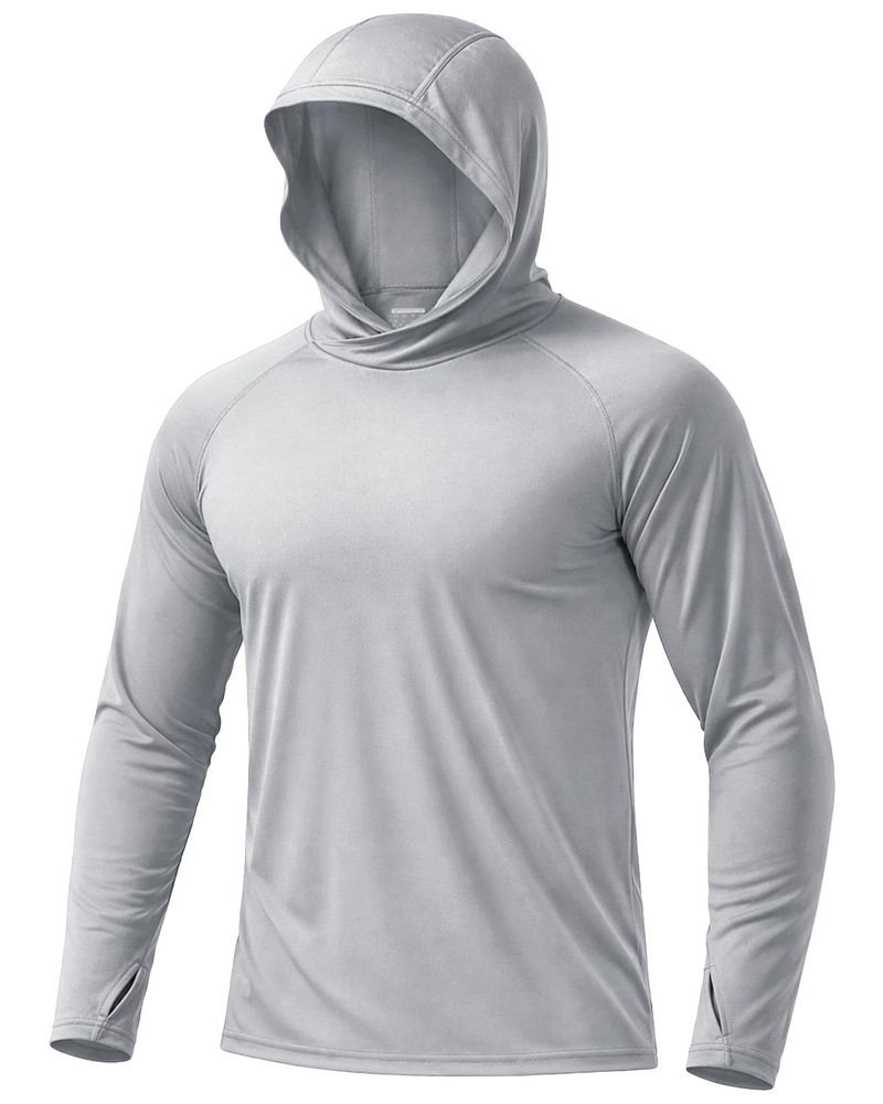 Sun Hoodie Mens Running Shirts UPF 50+ Long Sleeve UV Protection Shirt with H...
