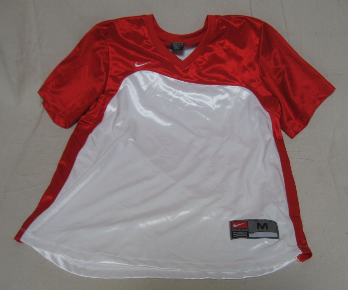 Vneck V Neck Nike Dry Fit Red White Mens Boys Size 8 10 Medium 42" Chest Jersey gallery