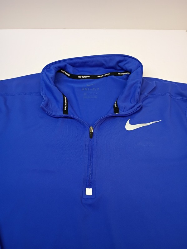 Nike Men's Running Pullover Dri-Fit 3/4 Zip Long Sleeve Shirt Royal Blue Size M! gallery