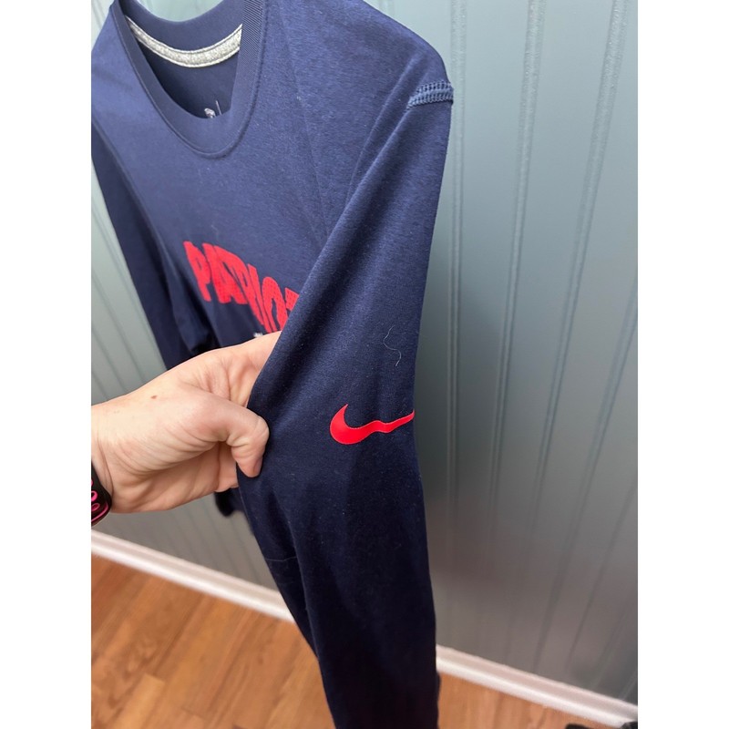 Nike Mens L New England Patriots Dri-FIT Long Sleeve Shirt Navy Blue Large NFL gallery