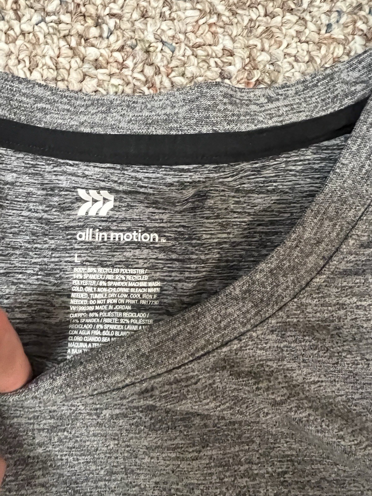All in Motion Men's Heathered Gray Crew Neck Short Sleeve Stretch T-Shirt L gallery