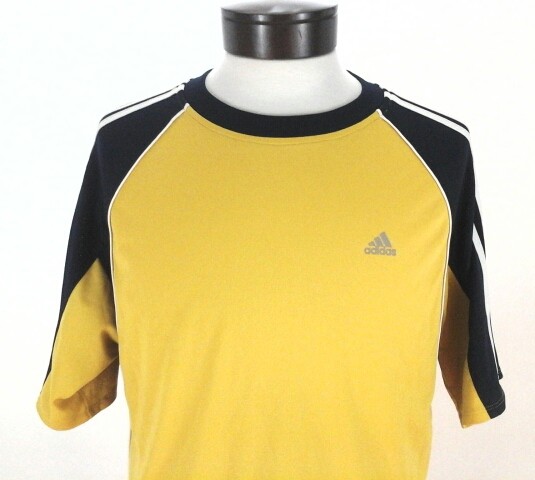 ADIDAS 3 Stripes VTG 90'S' Jersey Yellow/Blue Soccer Futbol Active Mens Medium M gallery