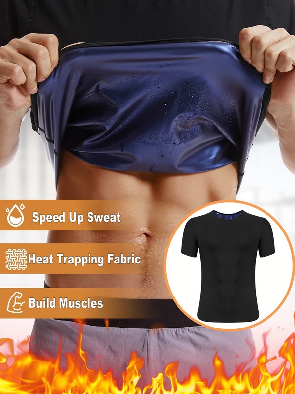 Men Sports Sauna Shirt Sweat Compression Shirt Weight Loss Body Shaper Workout gallery