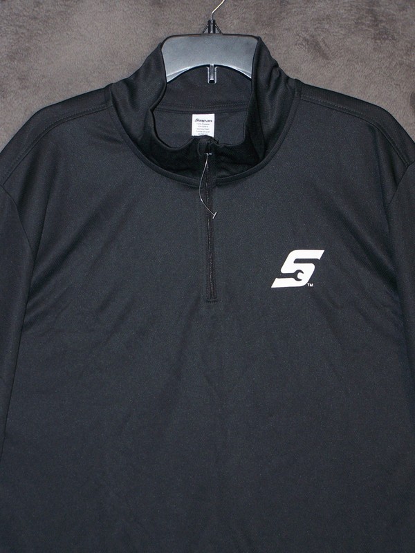 Snap On Shirt Adult Large Black Lightweight Pullover Logo LS 1/4 Zip Mens gallery
