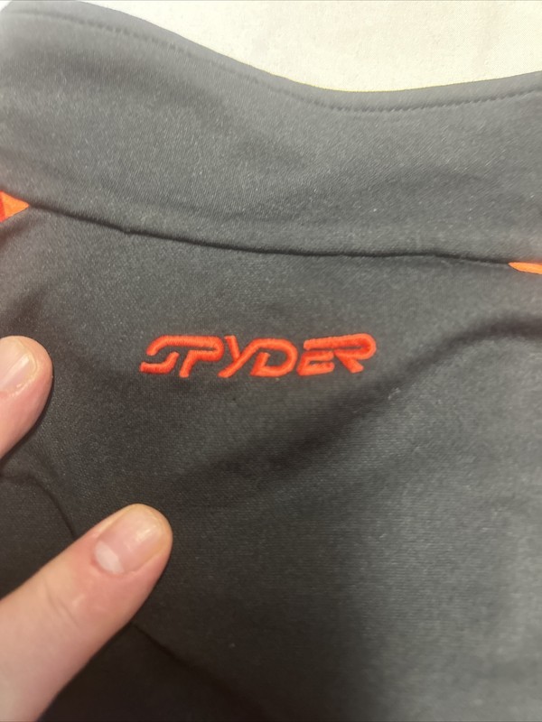 Spyder Pullover Adult Large Black Orange Spider Web Insert 1/4 Zip Mock Neck LS gallery
