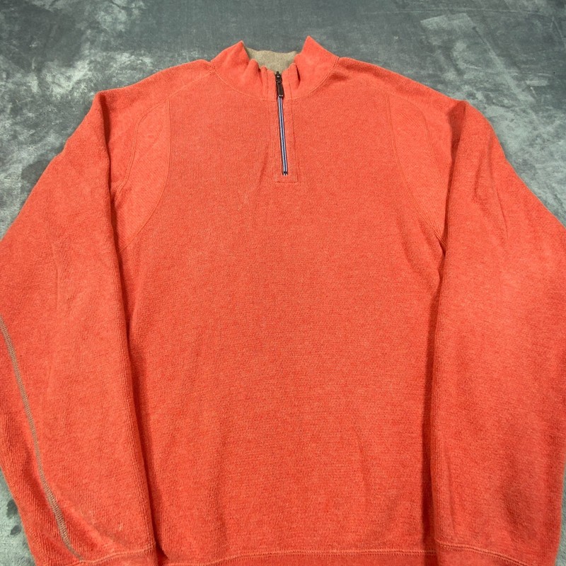 Tommy Bahama Performance Pullover Men 2XL Orange Athletic Golf Knit 1/4 Zip * gallery
