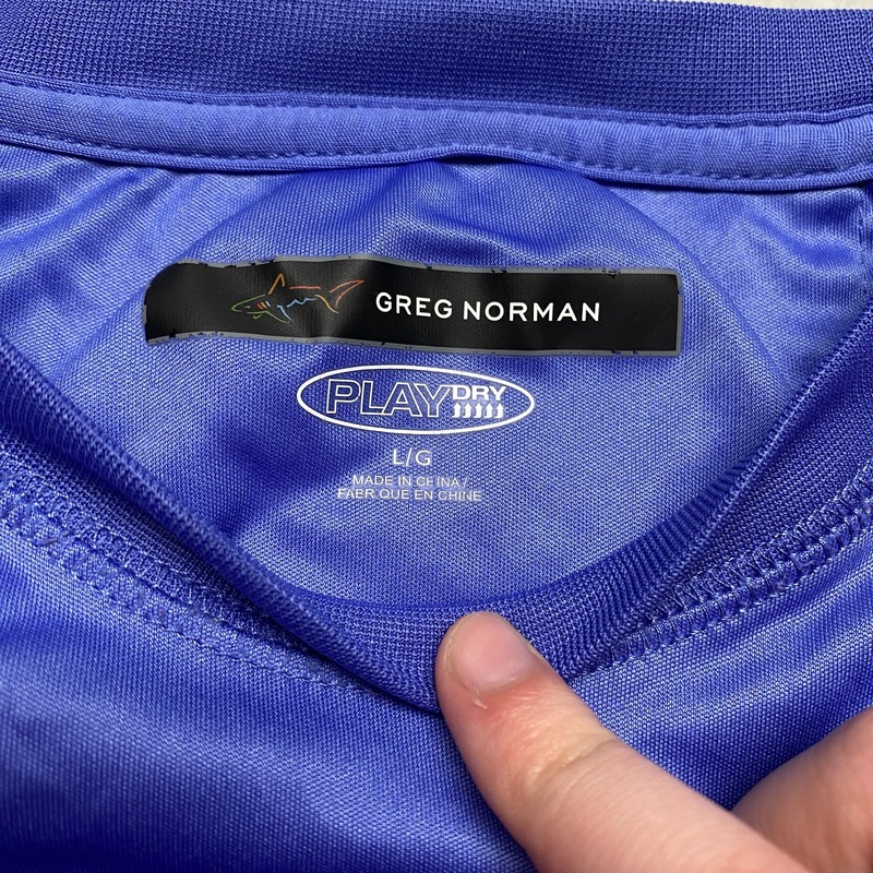 Greg Norman Golf Play Dry Performance T-Shirt Mens Large Blue Logo Breathable gallery