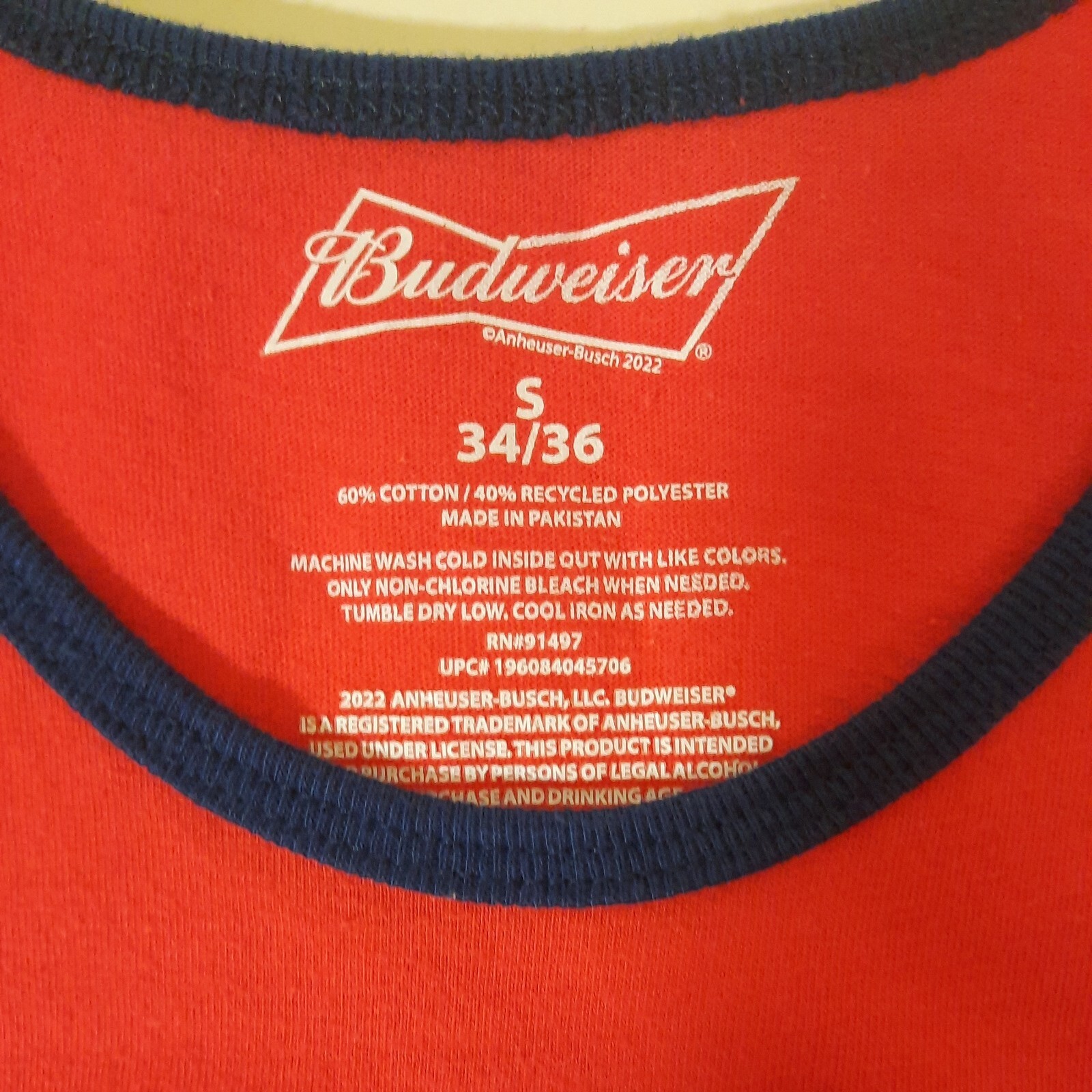 Budweiser King Of Beers Red Tank Top Men's Size S gallery