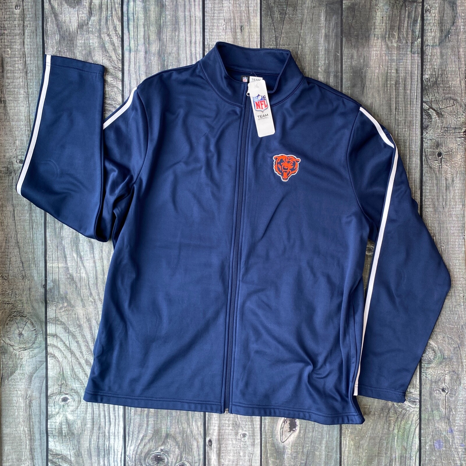 NWT Chicago Bears Mens XL Full Zip Up Sweatshirt Coat Jacket Blue Football gallery