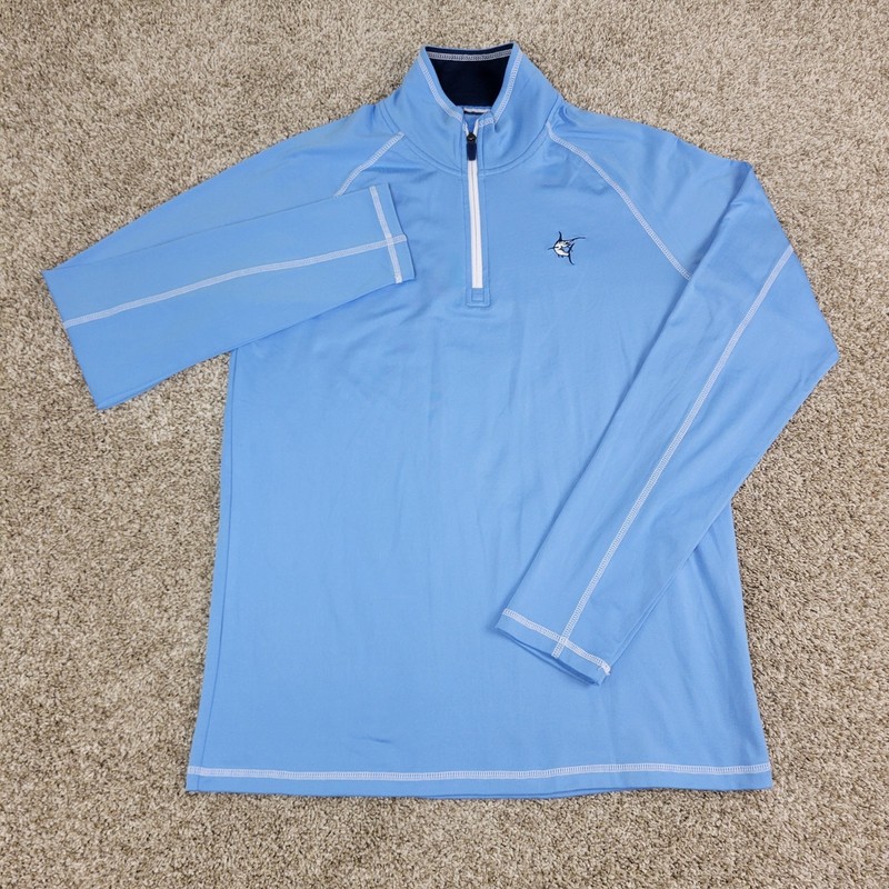 White Water Mens Medium Solid Blue Performance Stretch Quarter Zip gallery