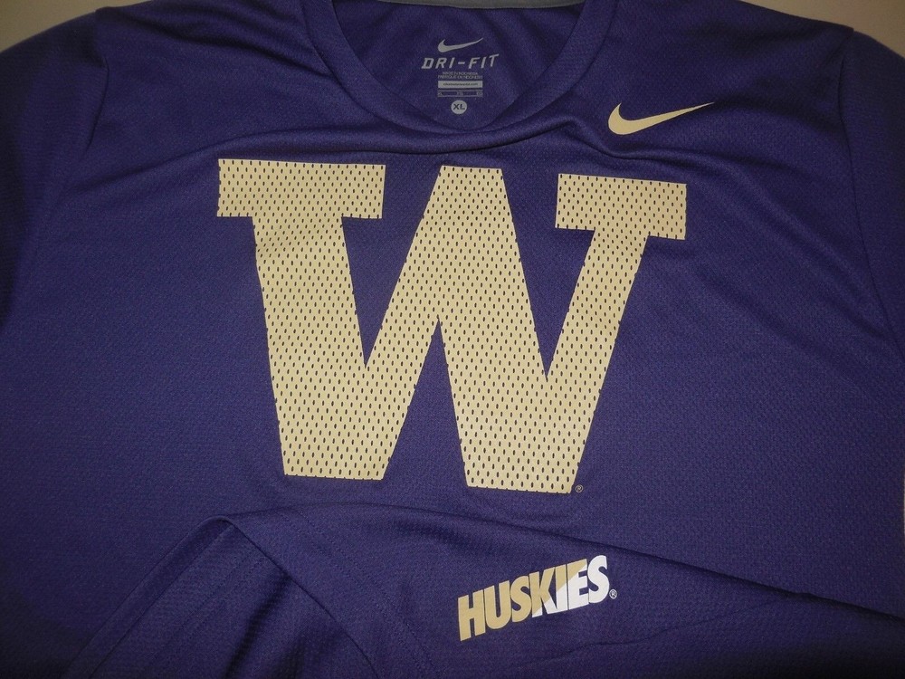 Nike Washington Huskies Athletic Shirt Purple Gold Dawgs UW Dri Fit Team Mens XL