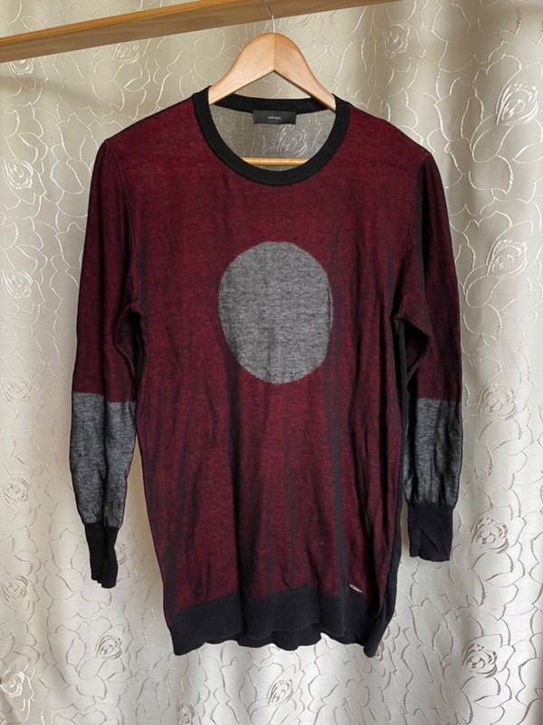 Diesel rare double layer mesh dark red circle cotton jumper italy XS- S gallery