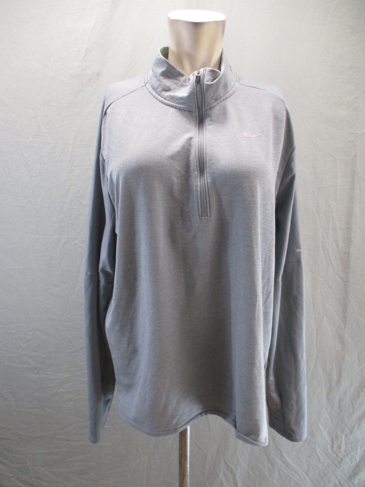 NIKE DRI-FIT Size L Mens Gray 1/2 Zip Stand Collar Loose Athletic Pullover 835 gallery