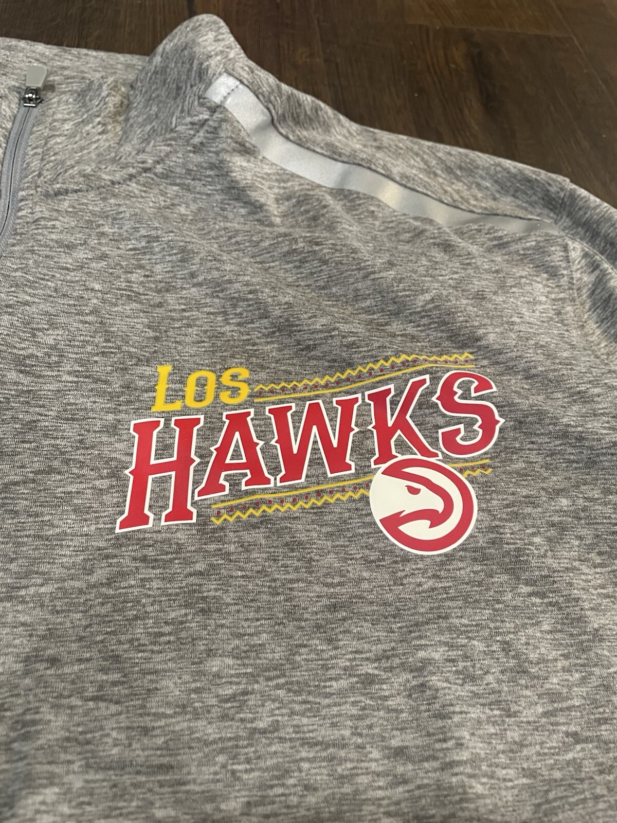 Atlanta Hawks 1/4 Pullover Spanish Mexico Latin Los Hawks Size XLT Long Gray NBA gallery