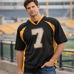 C22 Steve & Barry’s Football Jersey Black & Gold Mesh #7 Pittsburgh Men’s XL
