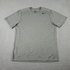Nike T Shirt Mens Size Medium Gray Dri Fit Swoosh Running Active Work Out