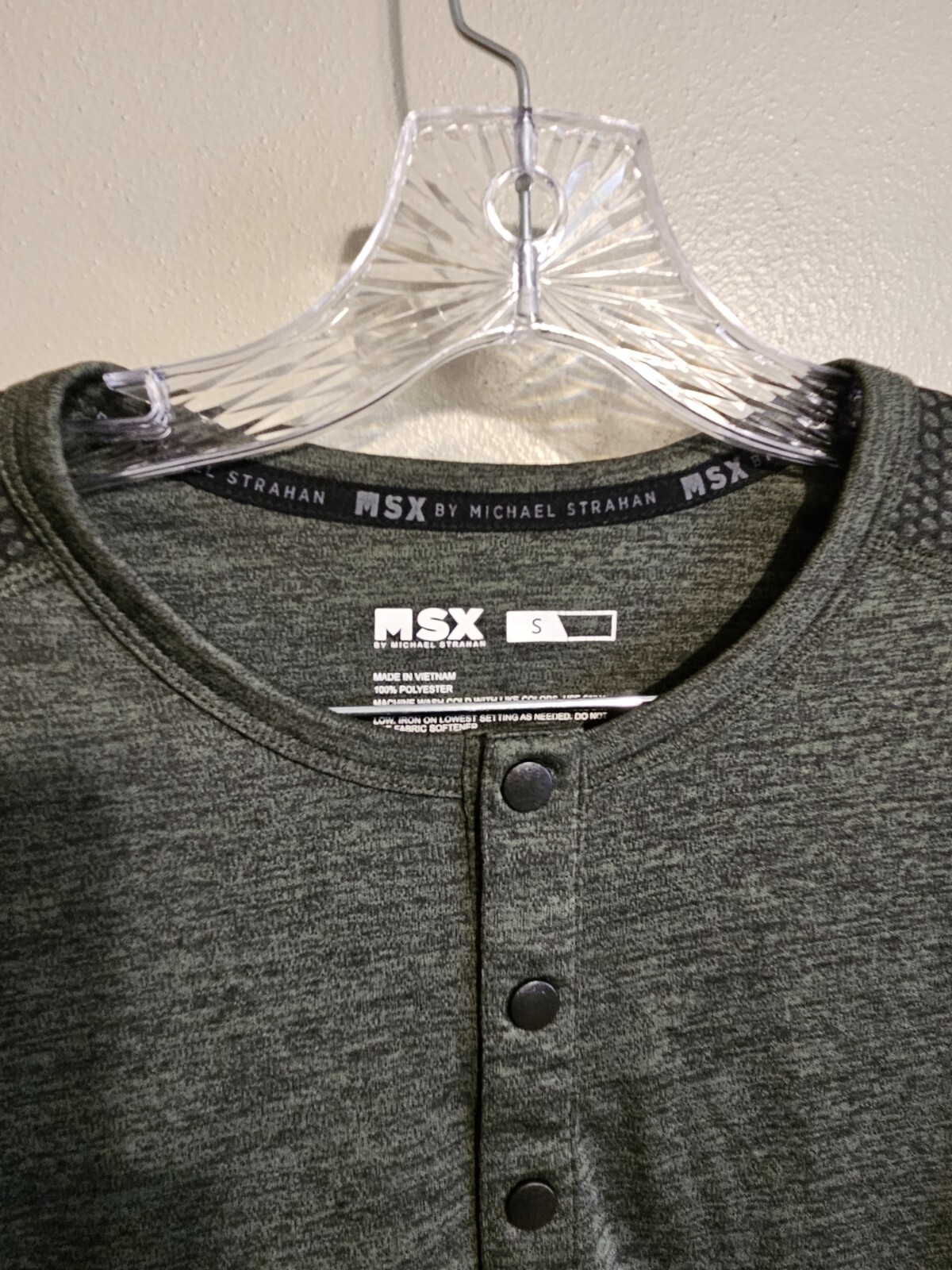 MSX Michael Strahan Mens Long Sleeve Henley Activewear Shirt Size S gallery