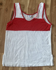 Vintage Adidas 1980s Running Tank Top Size M Red White Mesh USA Made