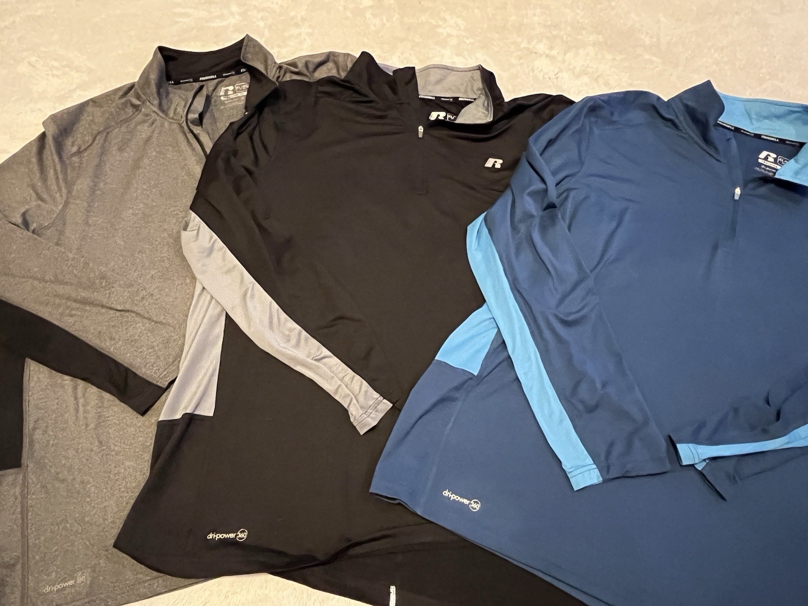3 Russell Pullover Mens XL Black Dri Power 360 Long Sleeve 1/4 Zip Athletic Top gallery