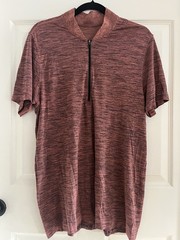 Lululemon T Shirt Mens Large Red Metal Vent Tech Surge 1/4 Zip Athletic Casual
