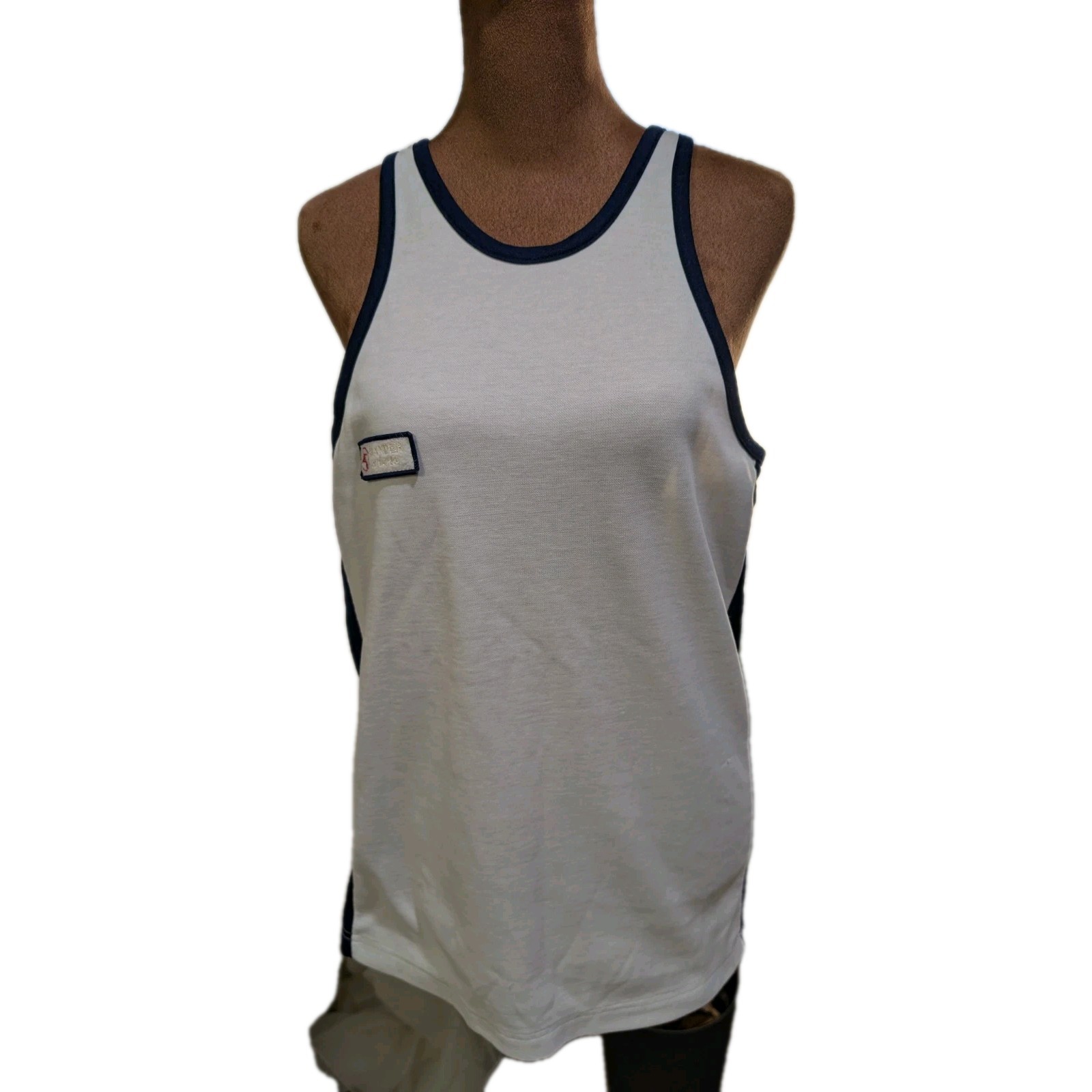 Bander Sports White amd Blue Tank Top Men's Shirt Large Sleeveless Beach Summer gallery