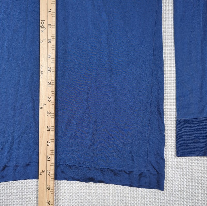 LL Bean 100% Silk Turtleneck Base Layer Shirt Sz M Reg Navy Blue Activewear gallery