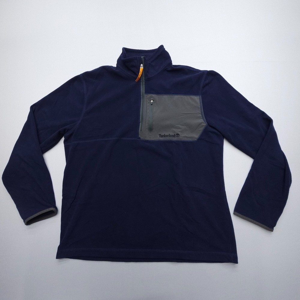 Timberland Half Zip Fleece Jacket Mens Large Dark Blue Hiking Camping Travel