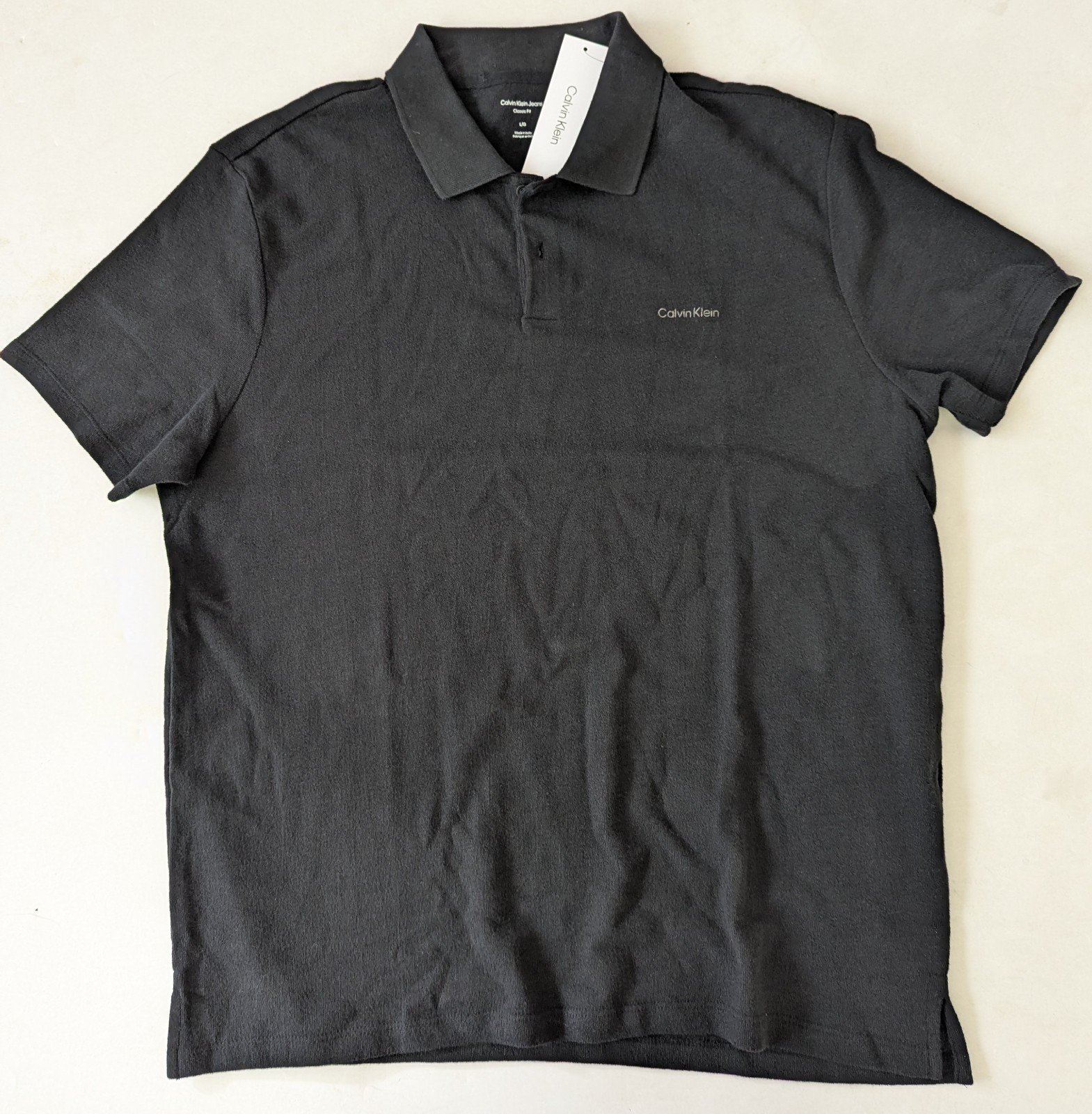 Calvin Klein Premium 100% Cotton man black polo shirt size sz XL Brand New $79 gallery