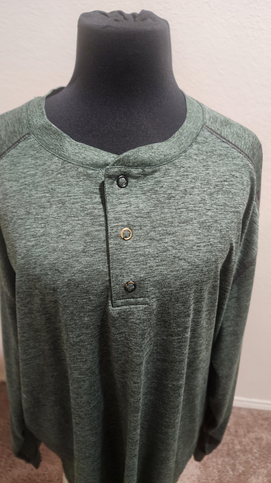 Roundtree & Yorke Mens Performance Shirt Size 2XT Athletic Henley Pullover Green gallery