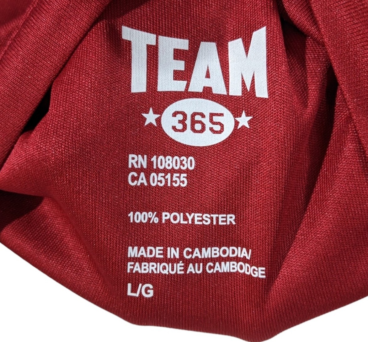 Plain Red Workout Shirt Mens Performance Gym Top Dark Red Size L Large Team 365 gallery