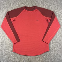 Patagonia Shirt Mens Medium Red Stripe Long Sleeve Base Layer Thermal Hiking