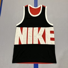 Nike DRI-FIT Mens Small Running Jersey Tank Top Red Black White Spell Out Muscle