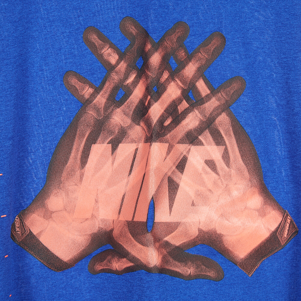 Nike Dri-FIT Mens Small S Vapor Jet X Ray Skeleton Football Gloves Blue T Shirt gallery