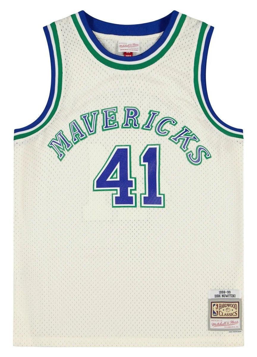 MENS MITCHELL & NESS CREAM SWINGMAN JERSEY MAVERICKS 1998 DIRK NOWITZKI gallery