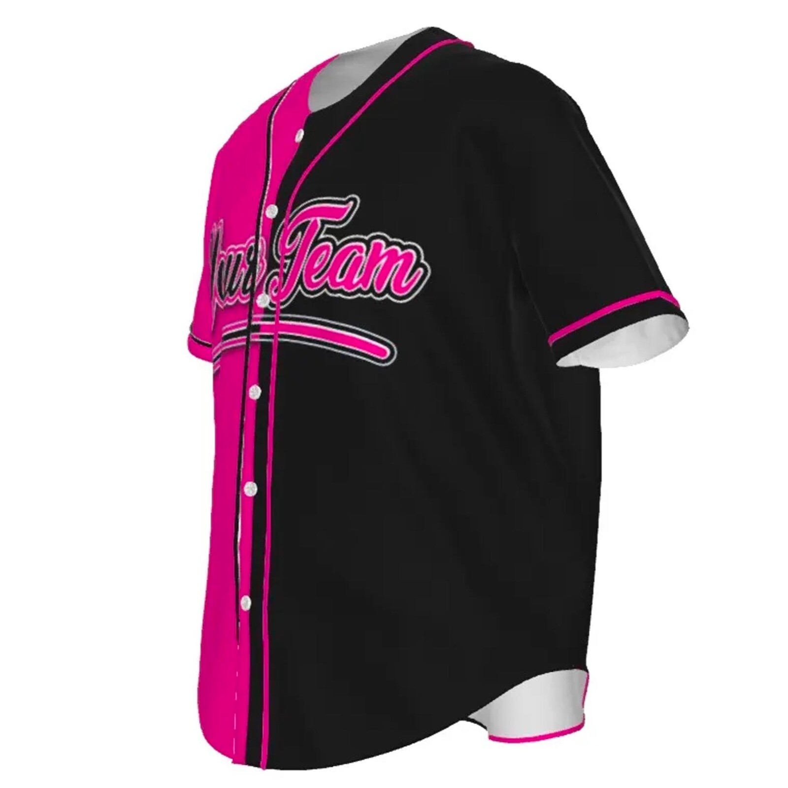 Fully Custom Pink and Black Baseball Softball Team Design Baseball Jersey BS-12 gallery