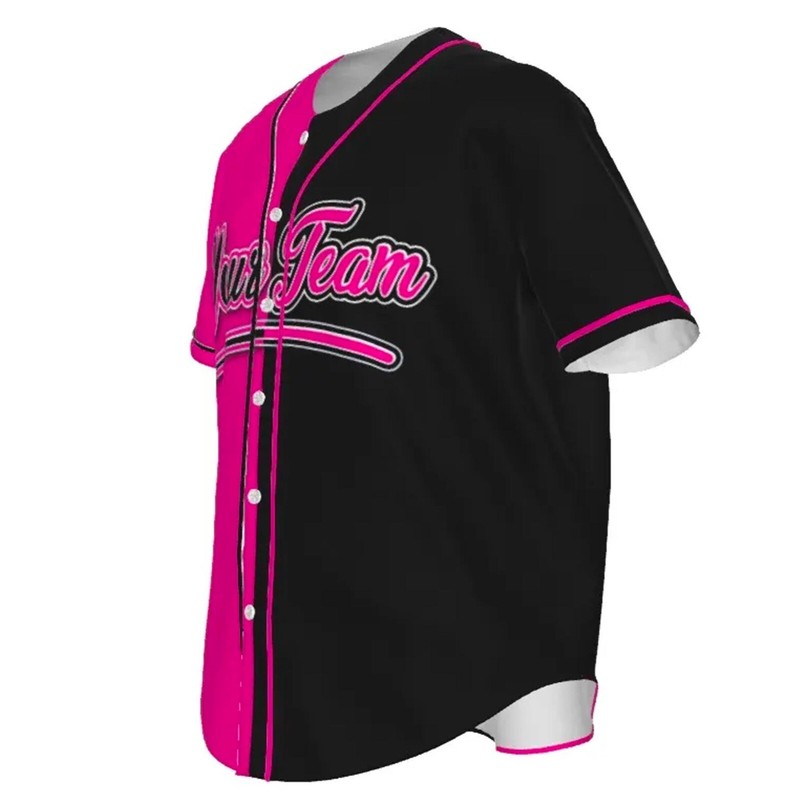 Fully Custom Pink and Black Baseball Softball Team Design Baseball Jersey BS-12 gallery