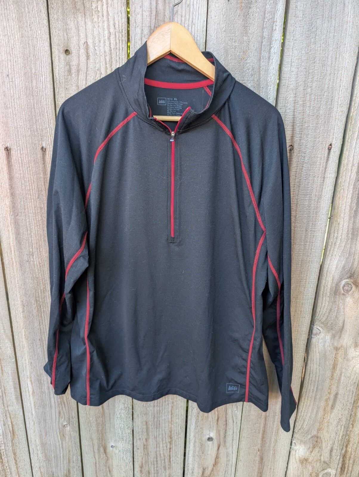 REI 1/2 Half Zip Base Layer XL Black Polyester Lycra Hiking 2013 gallery